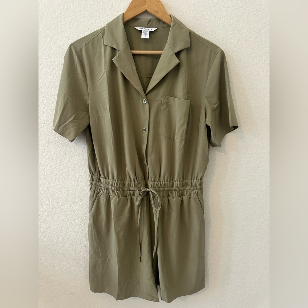 NWOT Athleta Avenue Romper Aspen Olive Small - Picture 3 of 10